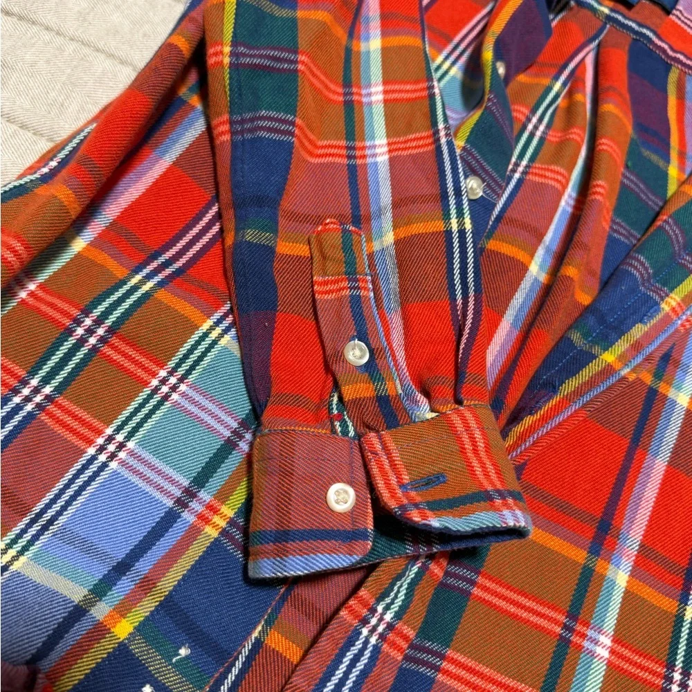 Ralph Lauren Pony Red Blue Plaid Button Down long sleeve Shirt Boys 6 Preppy - Picture 5 of 8